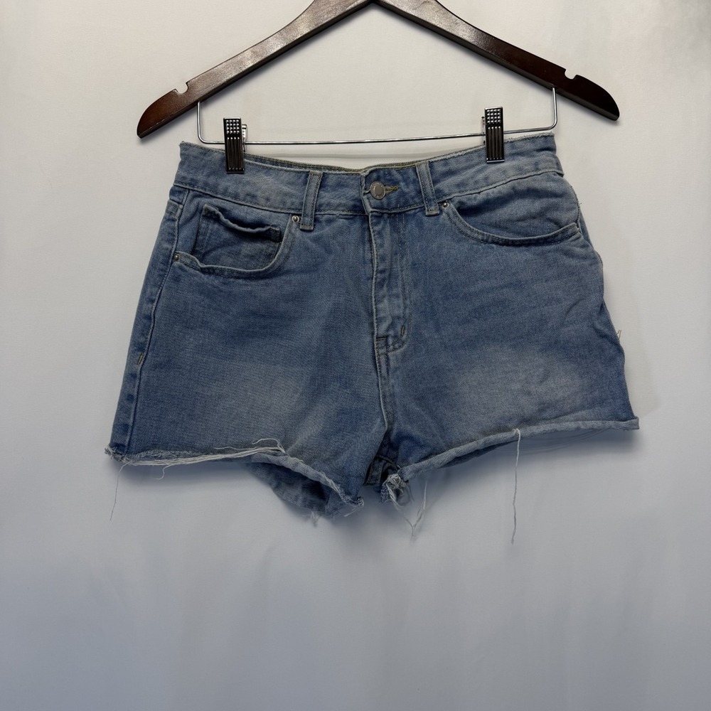 Khaki + Blue women's jean cutoff shorts, size 5/27. Smiley‎ face on back pockets